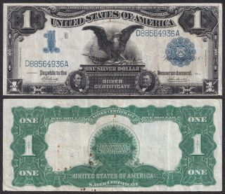 1899 Black Eagle One Dollar $1 Silver Certificate Lincoln Grant Large Banknote