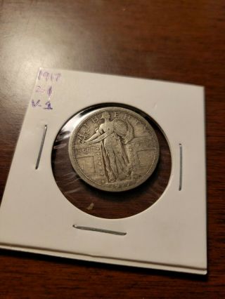1917 (type 1) Standing Liberty Quarter Silver Coin 25 Cents