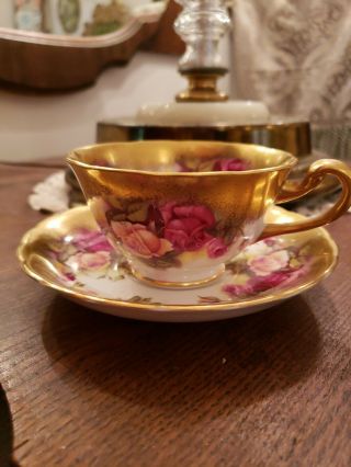 Royal Chelsea Golden Rose Wide Mouth Cup And Saucer / Teacup