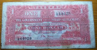 Straits Settlements 1 Dollar 1927 - Vg