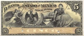 México 5 Pesos 189x S329p1 Uniface Proof Uncirculated Banknote M28