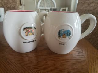 Rae Dunn Set Of 2 " Comfort & Joy " Christmas Coffee/tea Mugs