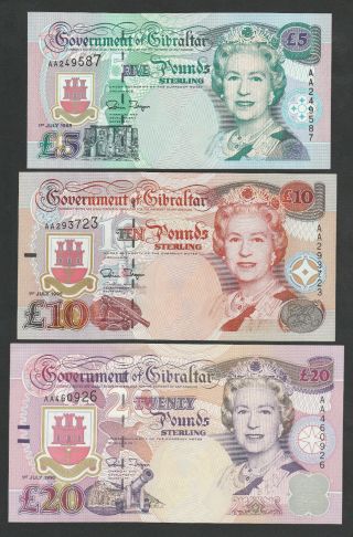 E8 Gibraltar 1995 Issues,  P25 - 27 Unc W/ A Soft Bend On The Upper Corner Of The 20