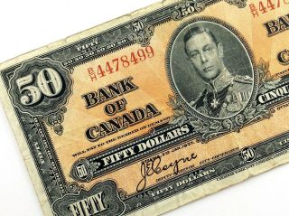1937 Canada 50 Fifty Dollar Prefix Bh Canadian Circulated Banknote L923