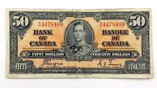 1937 Canada 50 Fifty Dollar Prefix BH Canadian Circulated Banknote L923 2
