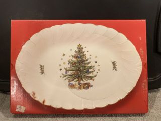 Nikko " Happy Holidays " Pattern Oval Serving Platter 14 1/4 "