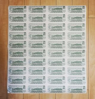 1973 Canada/canadian Uncut Sheet Of 40 1 Dollar Bills B - N5