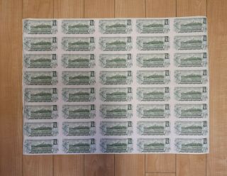 1973 Canada/canadian Uncut Sheet Of 40 1 Dollar Bills B - N4