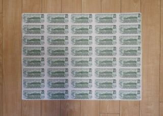 1973 Canada/canadian Uncut Sheet Of 40 1 Dollar Bills B - N3