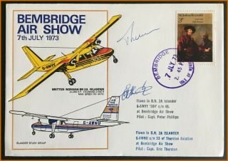 1973 Gb Bembridge Air Show Britten Norman Islander Flown Cover Signed