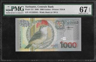 Suriname P - 151 1000 Gulden 2000 Pmg 67 Epq