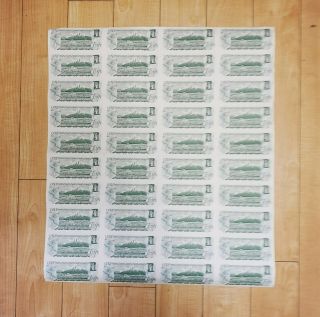 1973 Canada/canadian Uncut Sheet Of 40 1 Dollar Bills