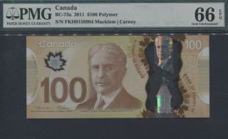 Tt Pk Bc - 73a 2011 Canada Bank Of Canada $100 Sir Borden Pmg 66 Epq Gem Unc