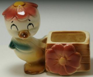 American Bisque Duck With Flower Petal Hat Planter