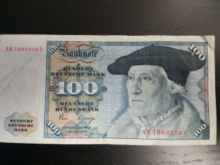 1980 Germany 100 Deutsche Mark,  Bank Note