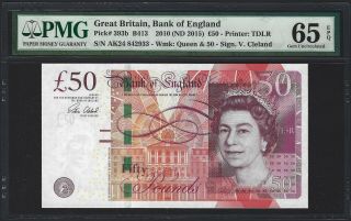 2015 Great Britain 50 Pounds Bank Of England B413 Pmg Gem Unc Unc 65 Epq Cleland