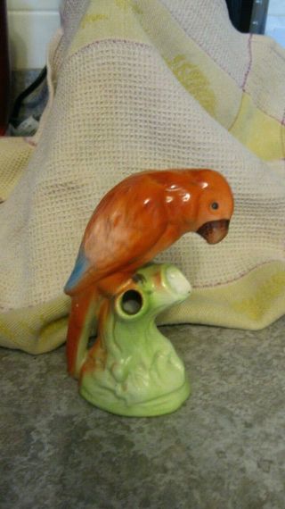 Vintage Czech Czechoslovakia Orange Bird Bud Vase