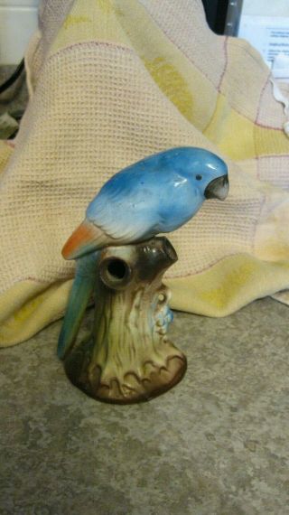 Vintage Czech Czechoslovakia Blue Bird Bud Vase