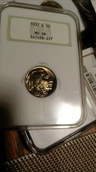 1937 D Buffalo Nickel Ngc Ms66 Golden Toning