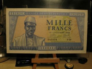 1958 Guinea 1000 Francs Banknote