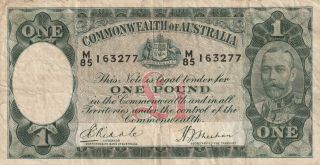 Australia 1 Pound Banknote Nd (1933 - 8) P.  22a Very Good