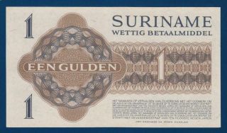 SURINAME 1 Gulden 1960 Zilverbon Silver Note P108b abt.  UNC Mercury Netherlands 2