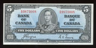 1937 Bank Of Canada $5 Banknote Cat Bc - 23c - Ef - S/n: E/s9873008