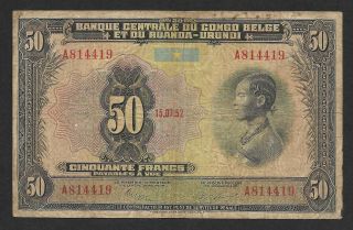 Belgian Congo Ruanda Urundi 50 Francs 15 - 07 - 1952 P24