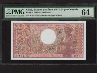 Chad / Tchad:p - 6a,  500 Francs,  1984 Woman & Basket Pmg Ch.  Unc 64