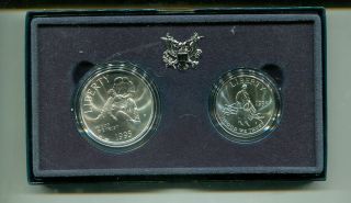 1995 P Civil War Commemorative Silver 2 Coin Bu Set Box,  1546m