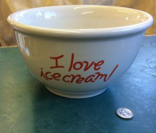 Vintage " I Love Ice Cream " Gibson Double - Sided Heavy Stoneware Bowl