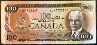 1975 Bank Of Canada $100 Hundred Dollar Banknote - Crow/bouey