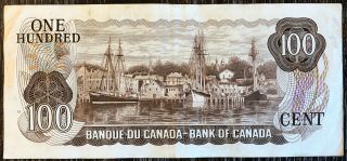 1975 Bank of Canada $100 Hundred Dollar Banknote - Crow/Bouey 2