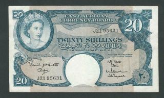 East Africa 20 Shillings 1961 Pik - 43a Queen Elizabeth Ii Vf