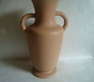 Large Coors Pottery Tannish Matte Green Inside Twisted Handle Vase 12 "