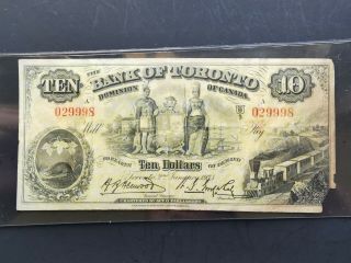 1935 Bank Of Toronto 10 Dollars Canada Chartered Banknote