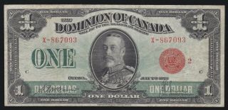 Canada 1923 $1 Dominion Of Canada Currency Dc - 25g Red Seal Grp 2 Vf (093)