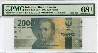Indonesia 2000 2,  000 Rupiah 2016/17 P 155 Solid 222222 Gem Unc Pmg 68 Epq