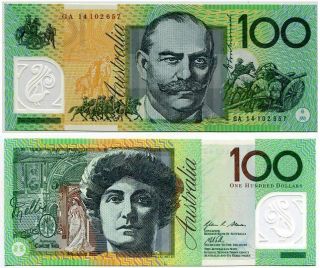 Australia 100 Dollars 2014 P 61 Polymer Banknote Unc Nr