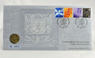 1999 Parliament For Scotland £1 Coin Cover Pnc,  Numbered Limited Edition