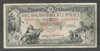 1935 Canadian Bank Of Commerce $10.  00 F - Vf 75 - 18 - 08a Very Scarce Ten Dollars