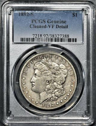 1892 - S $1 Silver Morgan Dollar,  Pcgs Cleaned - Vf Detail,  Jm29