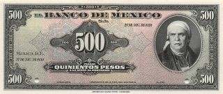 México 500 Peso 27.  12.  1950 Front Proof / Uniface Uncirculated Banknote M28
