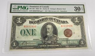 1923 $1 Dominion Of Canada Note - Pmg Vf 30 Epq