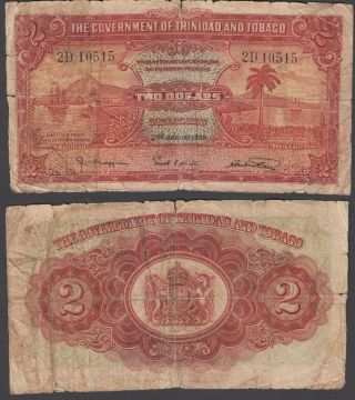 Trinidad And Tobago 2 Dollars 1939 (g - Vg) Banknote P - 6