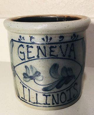 Rockdale Union Stoneware Pottery Jug Crock Canister Geneva Illinois Glazed