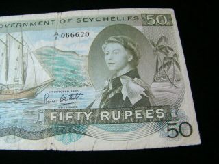 Seychelles 1970 50 Rupees Banknote F Pick 17c VG Well Circulated 3