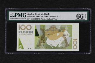 2008 Aruba Central Bank 100 Florin Pick 19b Pmg 66 Epq Gem Unc