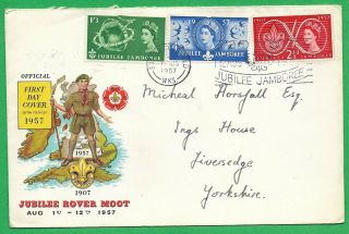 Gb 1957 Fdc Scouts Jubilee Jamboree Rover Moot Sutton Coldfield 1 Aug