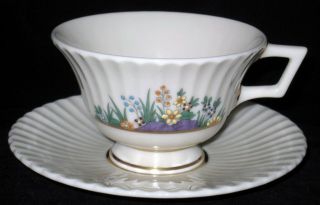 Lenox Rutledge,  P303 Enameled Flowers,  Footed Cup & Saucer Set
